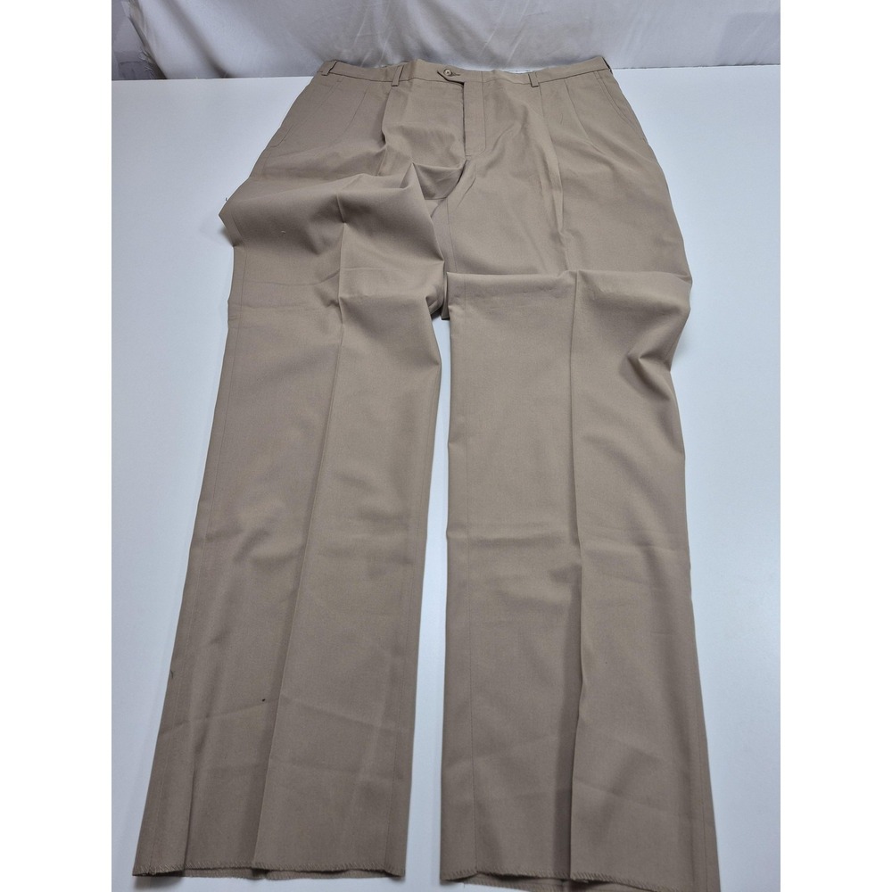 VTG John Alexander Dress Pants Mens 42x33 Beige Pro-Spin Pleated Classic Fit NWT